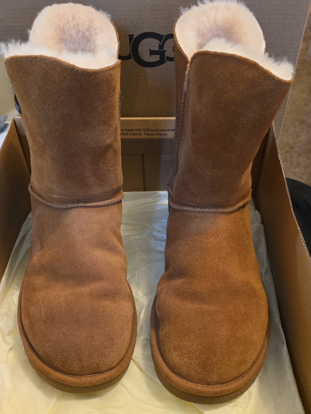 EUC With Box Womens Size 10 UGG Chestnut Suede Constantine Shearling Boots